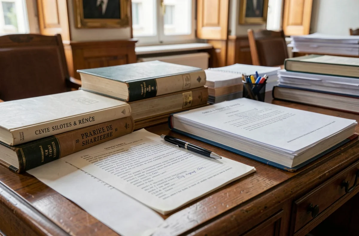 Bureau d'état civil d'une mairie avec registres et stylo